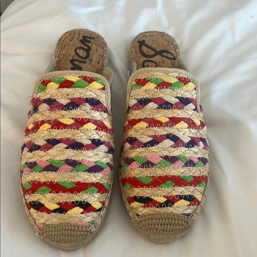 Sam Edelman, “The Kerry” size 8.5 multi-color beautifully woven as espadrilles.